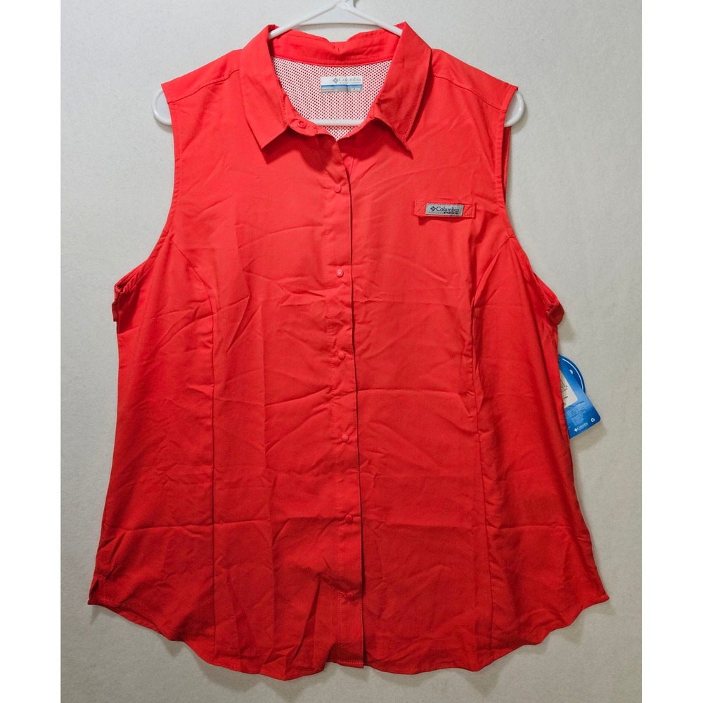 Columbia PFG Women's Tamiami Sleeveless Shirt, Vented, Size XL, Red, UPF 40, NWT
